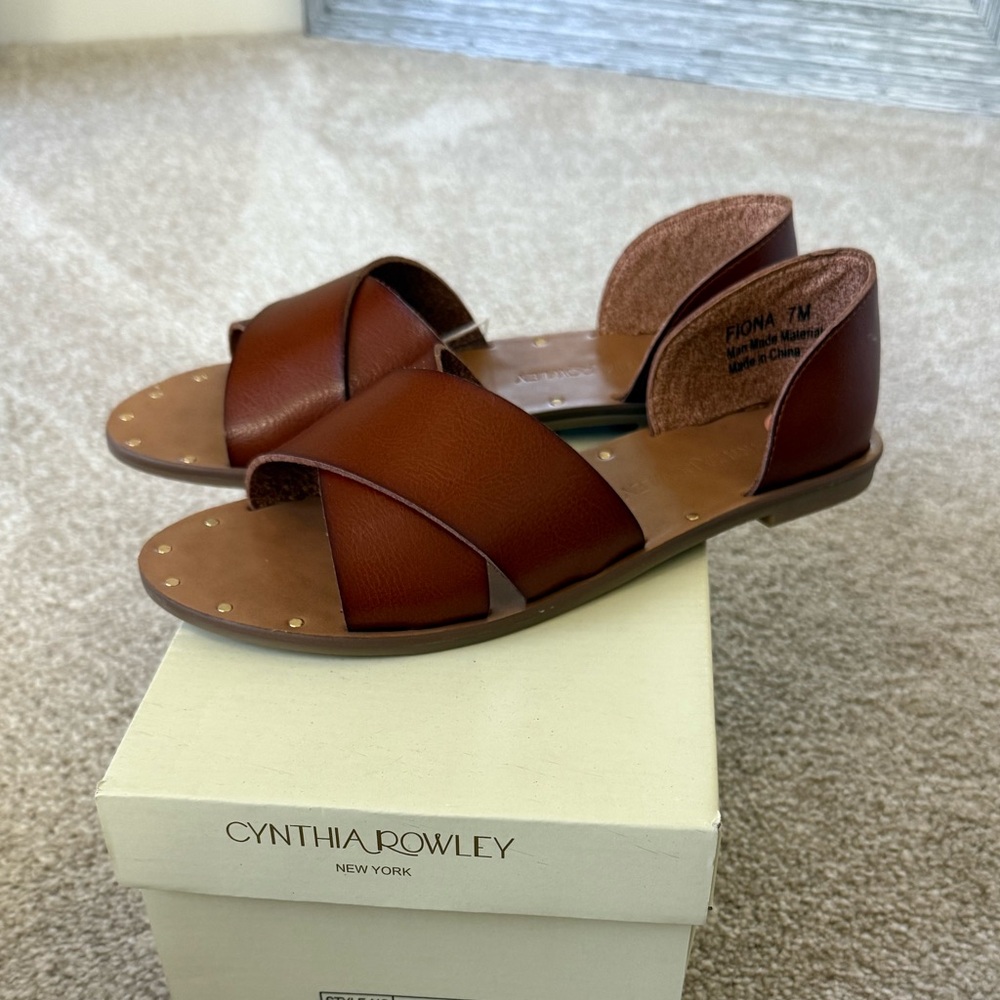 Cynthia Rowley Cognac Fiona sandals size 7M wear once